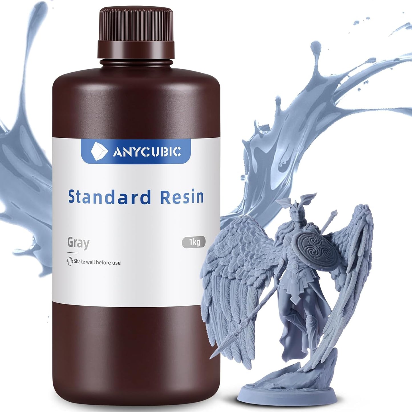 Anycubic 3D Printer Standard Grey Resin - 1KG Bottle - High Precision & Low Shrinkage