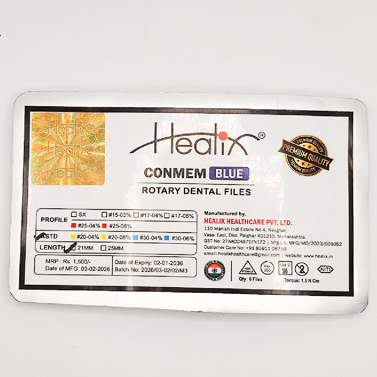 Healix Blue Rotary Files – 4% Constant Taper