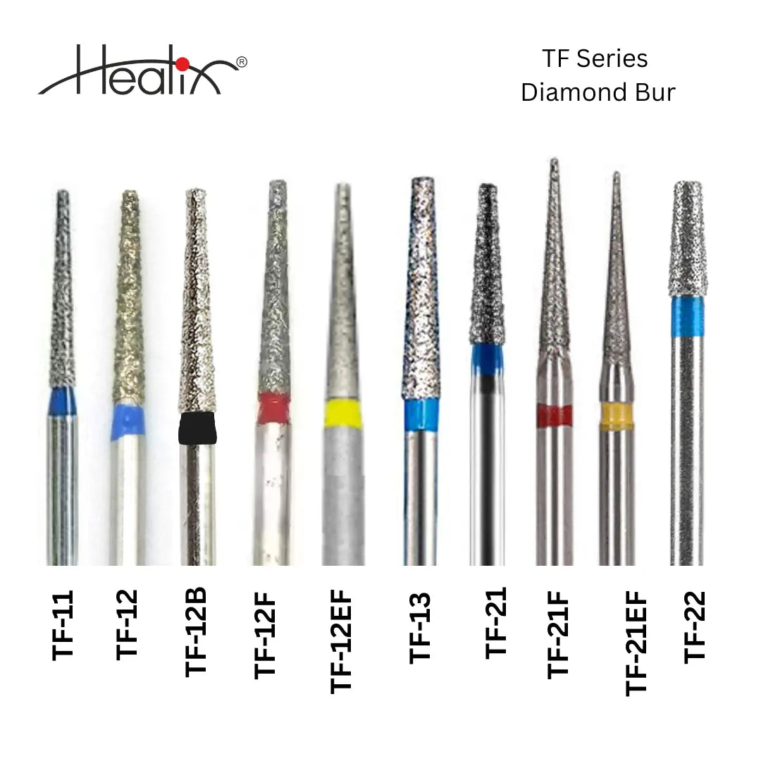 Healix Diamond Bur Taper Flat End TF Series | Pack of 5