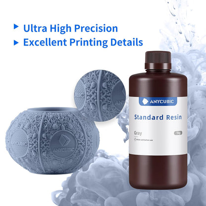 Anycubic 3D Printer Standard Grey Resin - 1KG Bottle - High Precision & Low Shrinkage