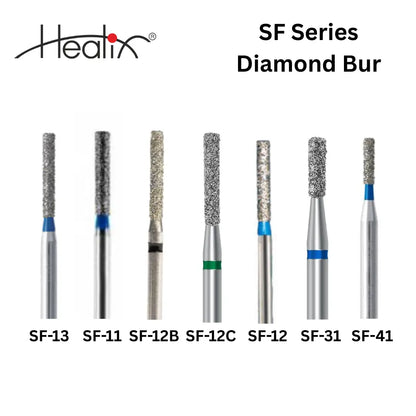 Healix Diamond Bur Straight Flat  (SF) Series | Pack of 5