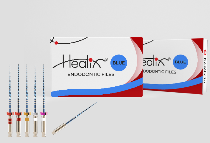 Healix Blue NiTi Rotary Files banner – CM-Wire controlled memory rotary endodontic files, Made in India at ₹600/pack, India's best-value blue files